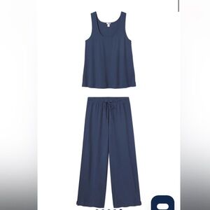 Lake Pajamas Pointelle Pajama Pants Set in Navy
